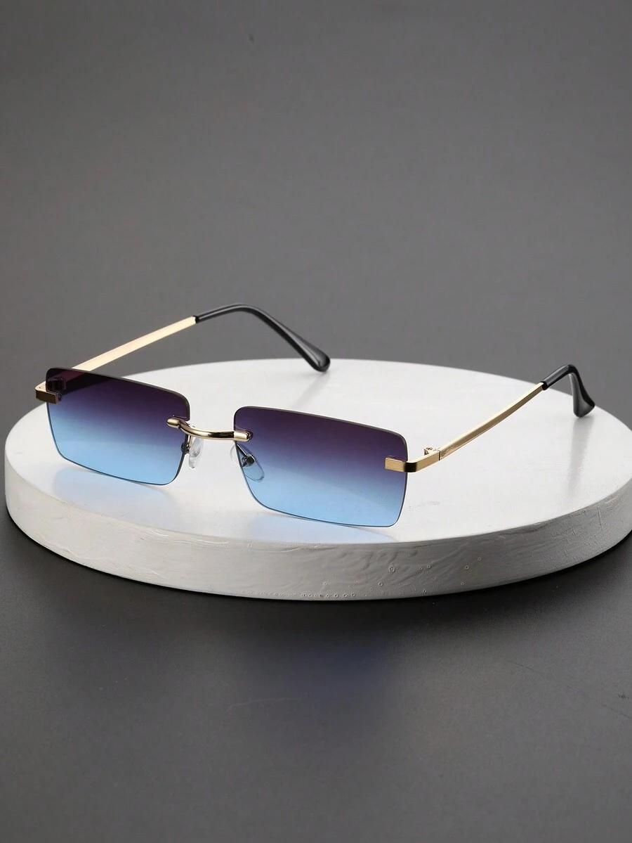 1pc Men Metal Square Rimless Tinted Frame Fashion Glasses For Outdoor Travel Daily Life Clothing Accessories - Multicolor - View 1