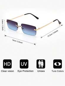 1pc Men Metal Square Rimless Tinted Frame Fashion Glasses For Outdoor Travel Daily Life Clothing Accessories - Multicolor - View 5