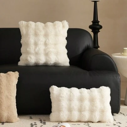 1 vỏ gối bằng vải nhung 100% polyester màu trơn, phong cách tối giản dễ thương với mặt sau bằng vải nhung trơn, thích hợp cho phòng khách hoặc phòng ngủ