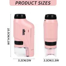 Microscopio Portátil Para Niños, Microscopio Portátil De Bolsillo 60x - 120x, Mini Microscopio Con Luz Led, Microscopio De Bolsillo De Alta Definición Para Regalo De Niños, Juguete Educativo, Estudio Preescolar En El Hogar - Rosa - Ver 2