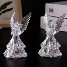 1pc 10cm Acrylic Rainbow Christmas Night Light & Angel Decoration Ornament (Some Parts Are Random) - Silver - View 3