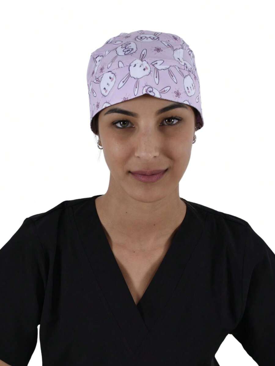 SOULMATE Printed Surgical Medical Cap For Women - 戴眼鏡的兔子 - 查看 1