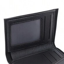 1 件女式超薄頭層皮革折疊零皮夾時尚簡約卡包與收納袋