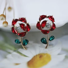 多色玫瑰花設計時尚優雅耳環 - 彩色 - 查看 2