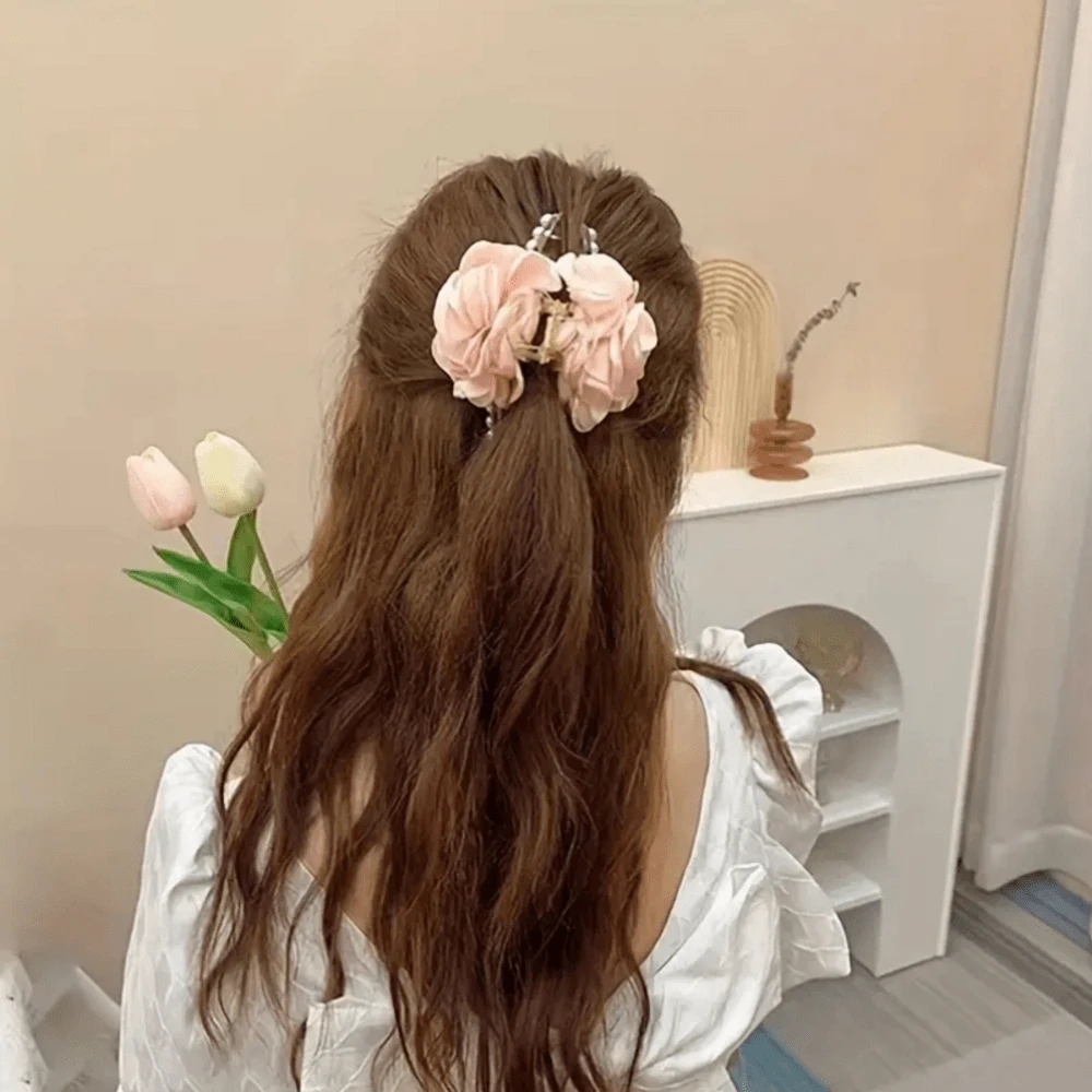 1 件女士甜美后脑勺发饰，饰有山茶花，适合童话风格、森系风格和其他风格 - 彩色 - 查看 1