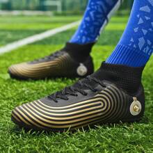 1雙戶外男足球鞋,配有ag抗滑釘,專業足球訓練比賽專用,男女皆宜(輕量級) - 黑色 - 查看 9