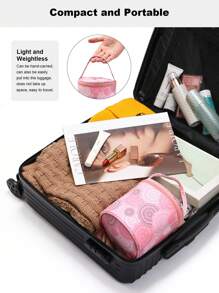 1 件可愛圖案短毛筒包時尚復古聚酯紗收納袋拉鍊可手提小巧輕便外出攜帶方便喜歡編織的女性、老年大學生等。