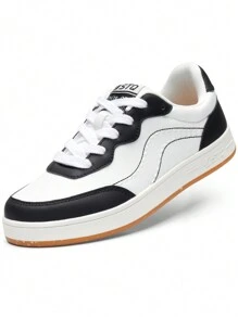 STQ Canvas Shoes For Women Lace Up Tennis Shoes Non Slip Comfortable Walking Sneakers - Đen và trắng - Xem 2