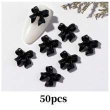 50 Cái/Túi Nhựa 3D Hình Bướm & Ruy Băng Trang Trí Móng Tay, Phụ Kiện Làm Móng Tay Phổ Biến DIY Đá Quý Làm Móng Tay Đồ Dùng Làm Móng Tay - màu đen - Xem 2