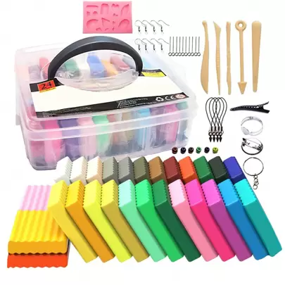 Kit de Arcilla Polimérica con Herramientas de Escultura y Accesorios, 24/42 Colores Seguros y no Tóxicos Bloques de Arcilla para Hornear, Suave Arcilla para Modelado, Cerámica y Manualidades