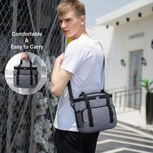 Insulated Lunch Bag For Men Women Reusable Lunch Box For Work Office Picnic 12-Can (10L) Lunch Cooler Bag Leakproof Lunchbox For Adults With Adjustable Shoulder Strap - Xám - Xem 8