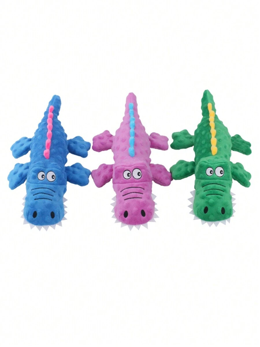 新到貨寵物毛絨玩具,附聲音設計,鱷魚造型,耐啃咬,可愛的卡通狗玩具,寵物用品