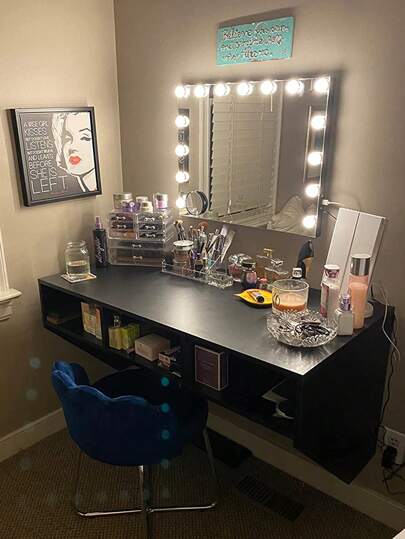 FENCHILIN Holly Wood Spiegel Lighting LED Type USB Charging Port 15 Dimmer Lights Verlichting Modes Make Up Wand Mounted Wit 58cmx48cm view 11