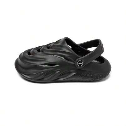 Couple's Fashionable Outdoor Eva Injection Molded, Mecha Style Thick Sole, Height Increasing, Slip Resistant, Odor Resistant Slippers