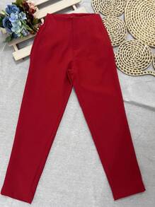 Sullyn_modas Pantalones De Cintura Alta - Rojo - Ver 4