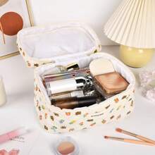 2pcs Coquette Makeup Bag Coquette Aesthetic Cosmetic Bag Large Travel Makeup Organizer Cute Pouch Cotto Kawaii Toiletry Bag - 米色 - 查看 7