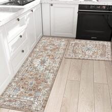 Pauwer Kitchen Rugs Set Of 2 Anti Fatigue Kitchen Mats For Floor Cushioned Kitchen Rugs And Mats Non Skid Washable Kitchen Floor Mat Comfort Standing Mat Waterproof Kitchen Runner - Cream Tan - View 3