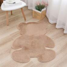 1pc Solid Color Bear Patterned Shaped Rug For Living Room, Sofa, Bedside, Balcony Soft Carpet - Khaki - View 3