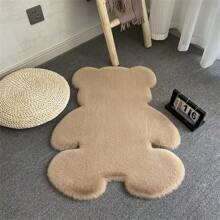 1pc Solid Color Bear Patterned Shaped Rug For Living Room, Sofa, Bedside, Balcony Soft Carpet - Khaki - View 5