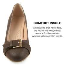 Womens Comfort Insole Slip On Round Toe Wedge - màu nâu - Xem 3