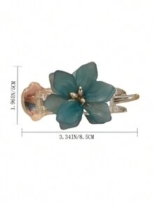1pc Minimalist Fashionable Flower Hair Clip - Green - View 5