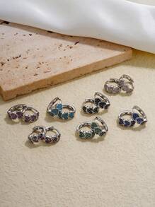 1對銅質心形裝飾耳環,嬌嫩時尚的ins風格耳環 - 彩色 - 查看 10