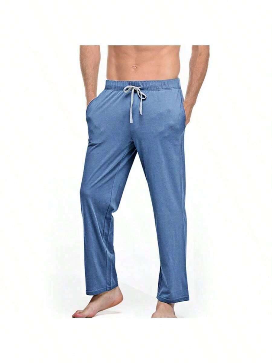 Pantalones De Dormir De Algodón Para Hombre - Celeste - Ver 1