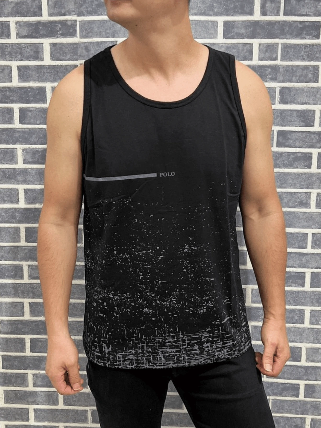 Men Tank Tops - 黑色 - 查看 1