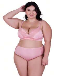 Plus Size Bra & Panty Sets - Rosa Pálido - Ver 1