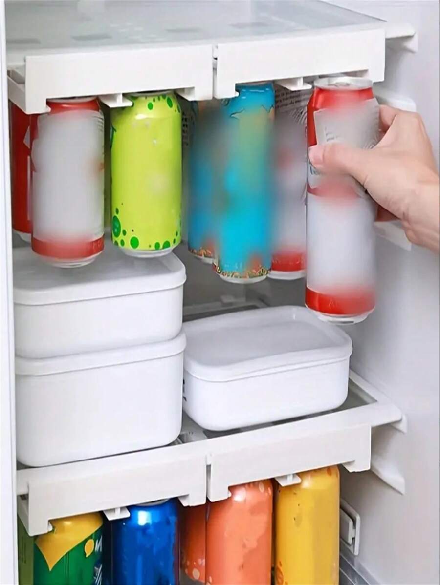 1pc, Refrigerator Egg Storage Box - Hangable Card Strip Design, Multi-Layer, Anti-Fall, Simple Flip - Kitchen Egg Rack - White - View 1