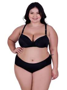 Plus Size Bra & Panty Sets - Negro - Ver 1