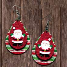 1 聖誕主題皮革耳環,樹狀、聖誕老人、淚珠款式 - 彩色 - 查看 6