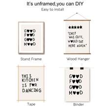 3入組廚房壁畫，帆布印刷極簡的烹飪藝術流行畫作，現代家居用餐室裝飾，不附框 - 杏色 - 查看 6