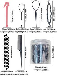 3010件蜈蚣頭髮辮接編器，懶人髮型造型工具，蓬鬆球髮型造型裝置，髮型造型套裝 - 彩色 - 查看 2