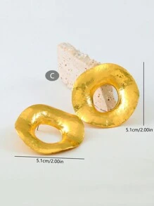 1 Đôi Sang Trọng Kim Loại Lá Thiết Kế Sáng Tạo Phụ Nữ Đi Biển Mùa Hè Cổ Bông Tai - Vàng - Xem 6