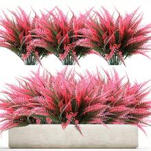 粉紅色人造波士頓蕨植物,抗紫外線,不褪色,塑膠灌木,適用於戶外花園、門廊、窗台、感恩節裝飾