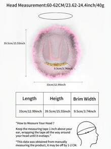 1pc Men's And Women's Shiny Pink Feather & Rhinestone Decor Western Cowboy Hat With Pull Cord, Vintage British Jazz Hat, Theme Party Halloween Carnival Hat, Wide Brim Woolen Hat, Fashionable Couple Hat, Felt Hat, Sun Hat, Autumn And Winter - Pink - View 12