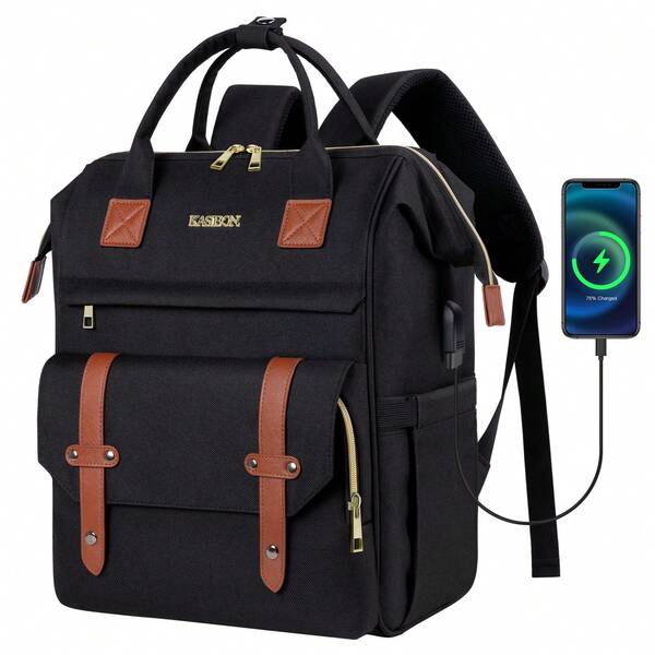 UKEIN Laptop Backpack For Women, Large Wide Top Open Travel Backpack Work Bag Anti Theft Backpack With Charging Port Fits 15.6 Inch Laptop