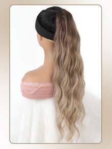 爪夹波浪马尾接发 合成纤维假发 26 英寸长 波浪渐变棕色马尾接发 女士适用 - 彩色 - 查看 4