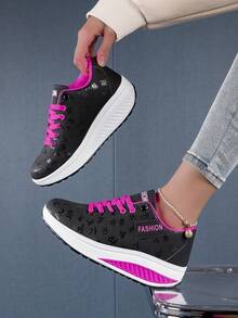 冬季大尺碼棕色舒適厚底休閒厚底鞋適合工作、上學和散步 - 黑色 - 查看 3