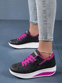 冬季大尺碼棕色舒適厚底休閒厚底鞋適合工作、上學和散步 - 黑色 - 查看 4