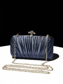 優雅，時尚且多功能的女士手袋，宴會晚宴包，輕奢鑲鑽深藍色晚宴派對手袋，晚禮服，斜挎鏈小包 - 藏蓝色 - 查看 6