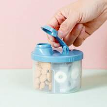 1pc Baby Formula Dispenser, Portable Rotating Milk Powder Container With Four Grids For Travel - Blue - View 8