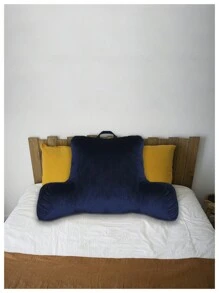 1 pieza Cojín Marino Respaldo de Tacto Suave para Relajación / Descanso y Lectura  Uso en Cama o Sofá,  Funda Extraíble Almohada Lavable - Azul Marino - Ver 1