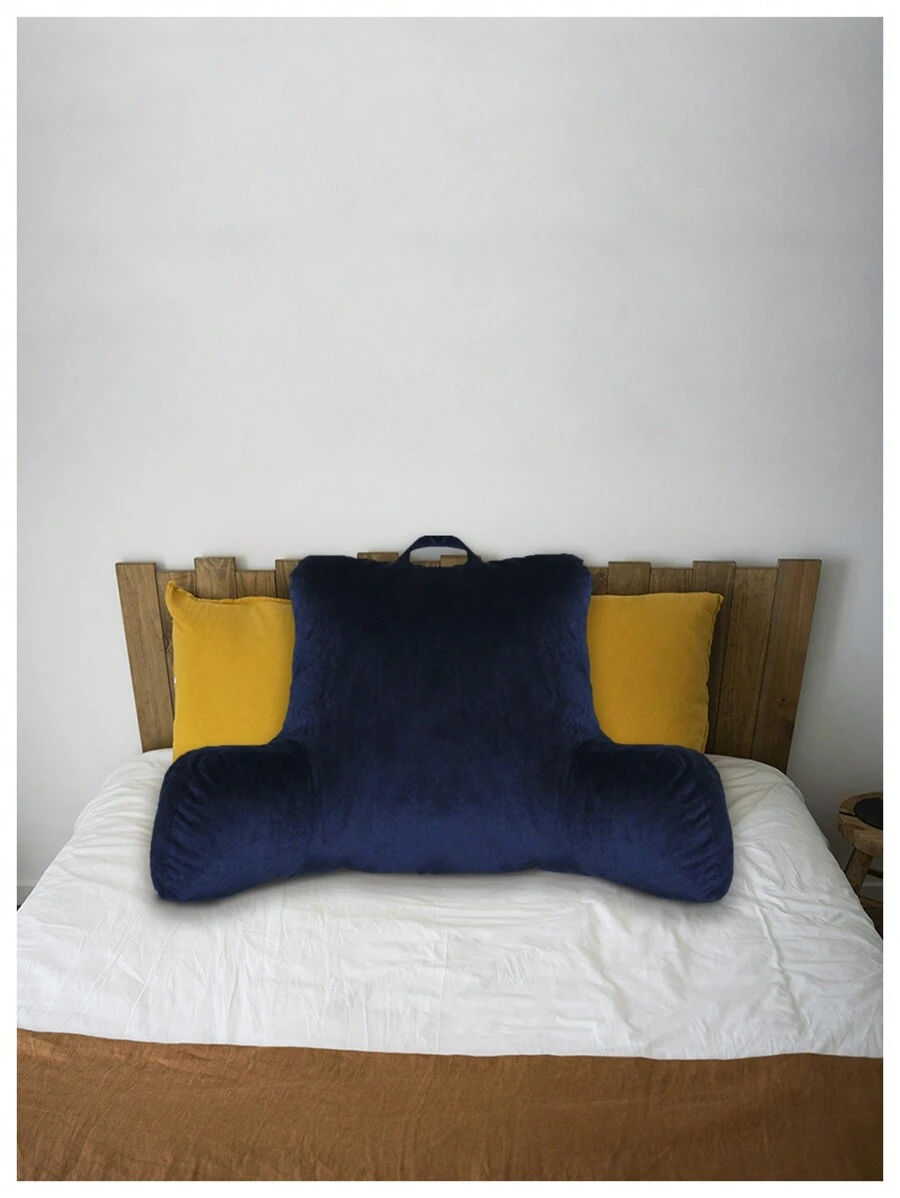 1 pieza Cojín Marino Respaldo de Tacto Suave para Relajación / Descanso y Lectura  Uso en Cama o Sofá,  Funda Extraíble Almohada Lavable - Azul Marino - Ver 1