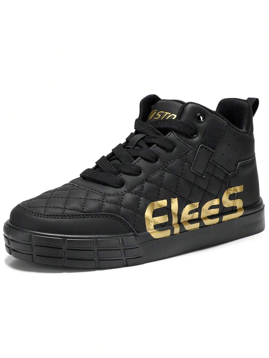 STQ High Top Fashion Sneakers Comfortable Skate Shoes Lace Up Tennis Sneakers Lightweight - VÀNG ĐEN - Xem 1