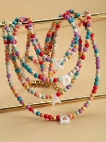 Magic Fish Vòng cổ trang trí chữ màu ngẫu nhiên Trang trí vòng cổ đính cườm - Nhiều màu - Xem 7