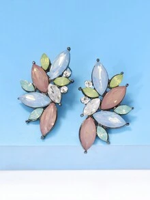 juran 1 par de pendientes de dama de cristal con estrás en forma de abanico como regalo - Multicolor - Ver 4