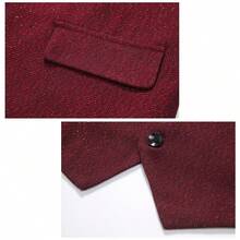 Chaleco De Traje Con Cuello En V Business Slim Fit Hombre - Rojo - Ver 3