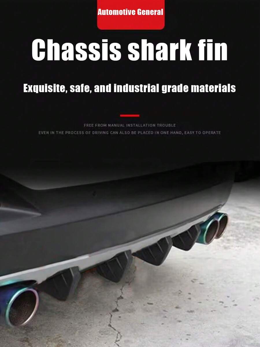 4入組黑色改裝鯊魚鰭後扰流器,後嘴唇改裝小周圍杠底盤裝飾轉向配件 - 黑色 - 查看 1